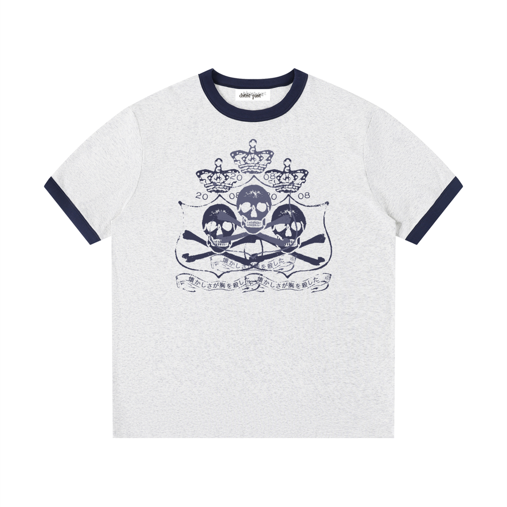 "buried silence" light grey ringer tee