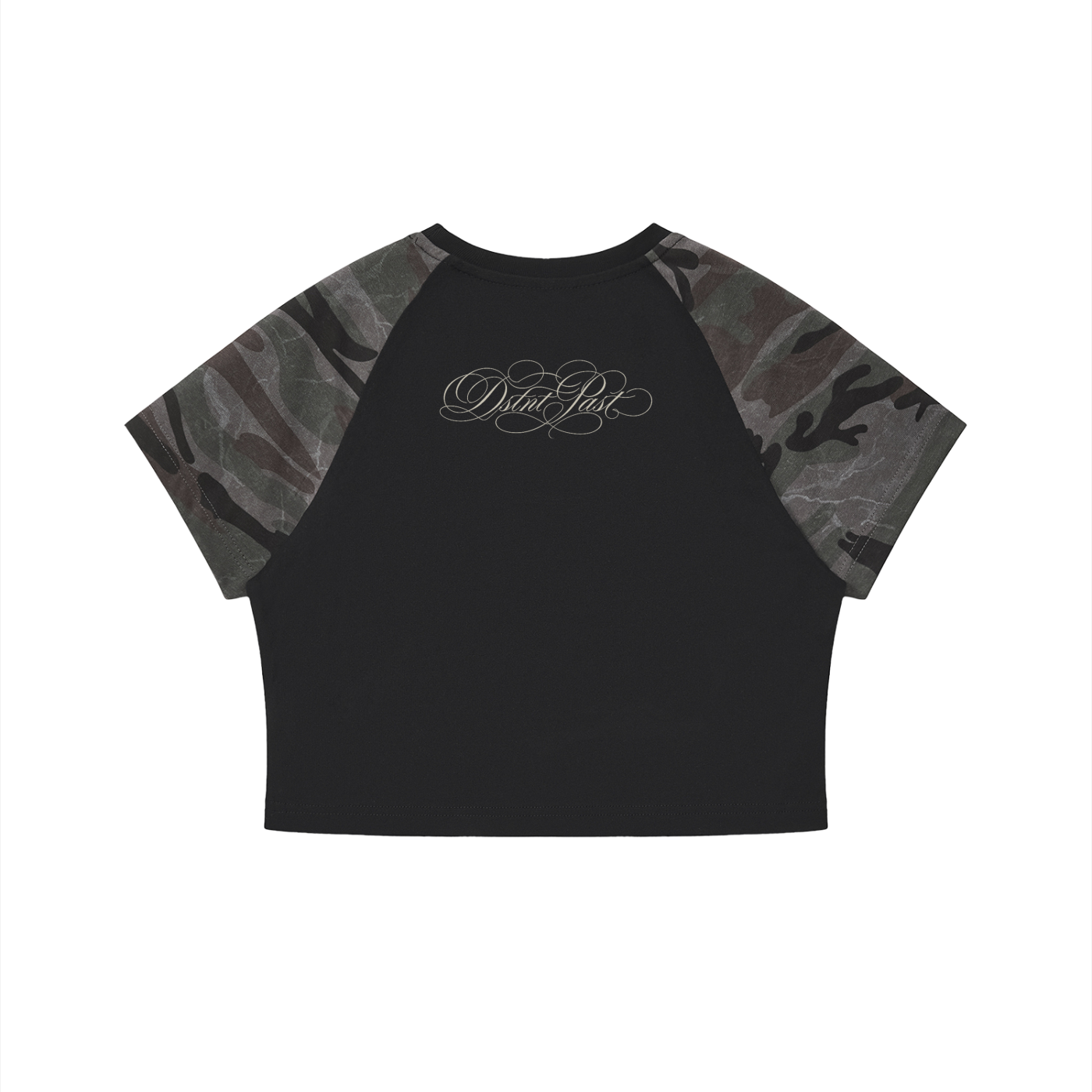 "buried silence" black camo crop top