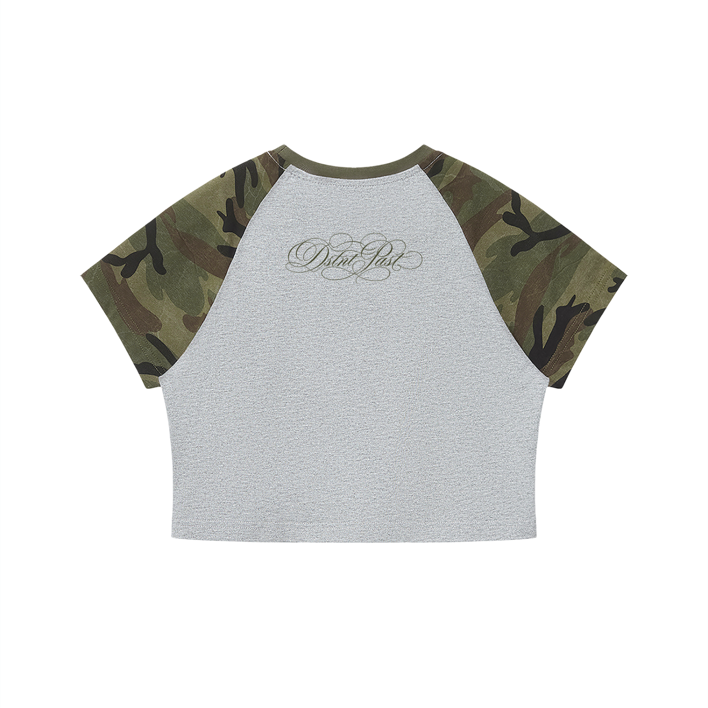 "buried silence" grey camo crop top