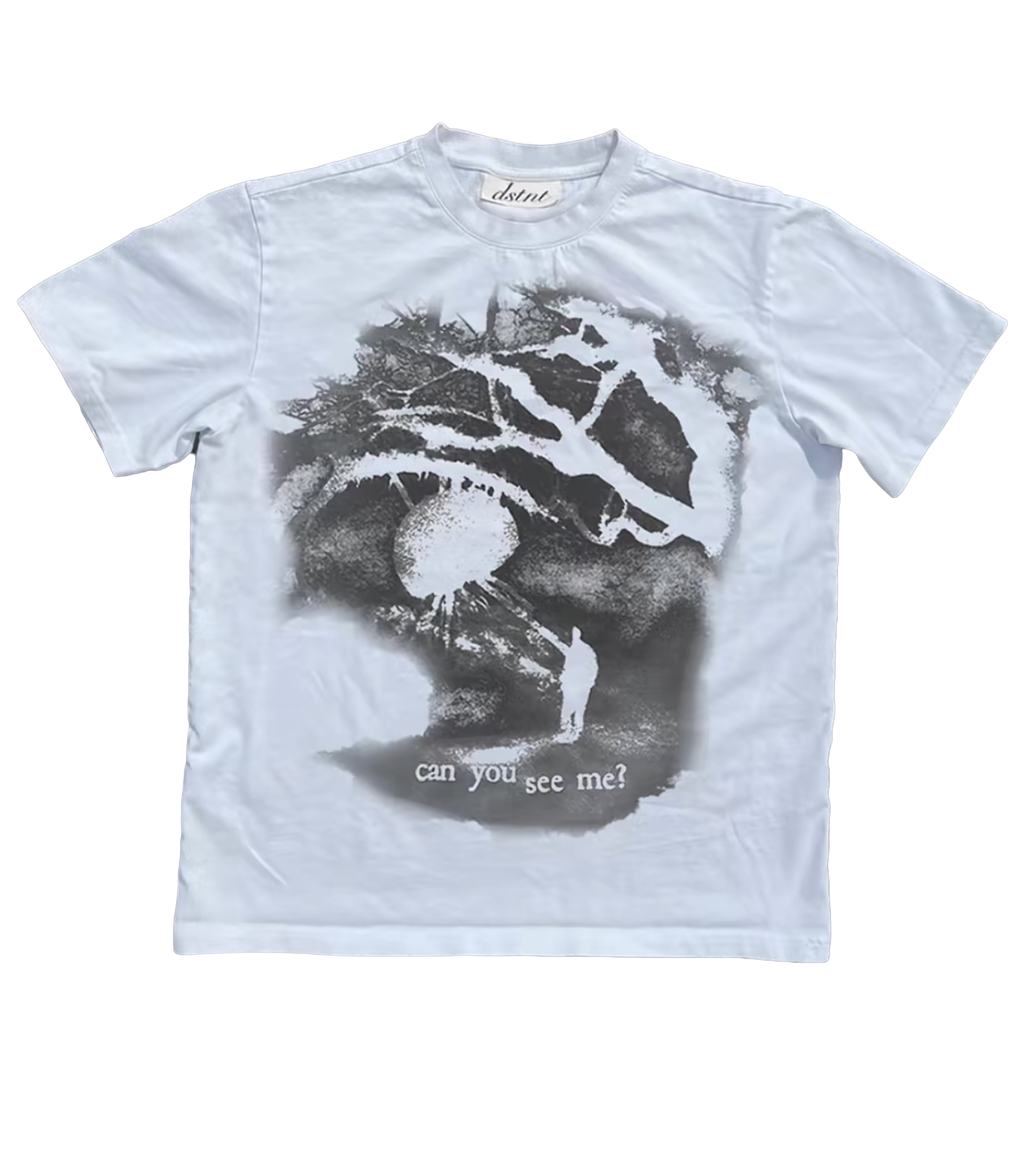 "can you see me" white tee